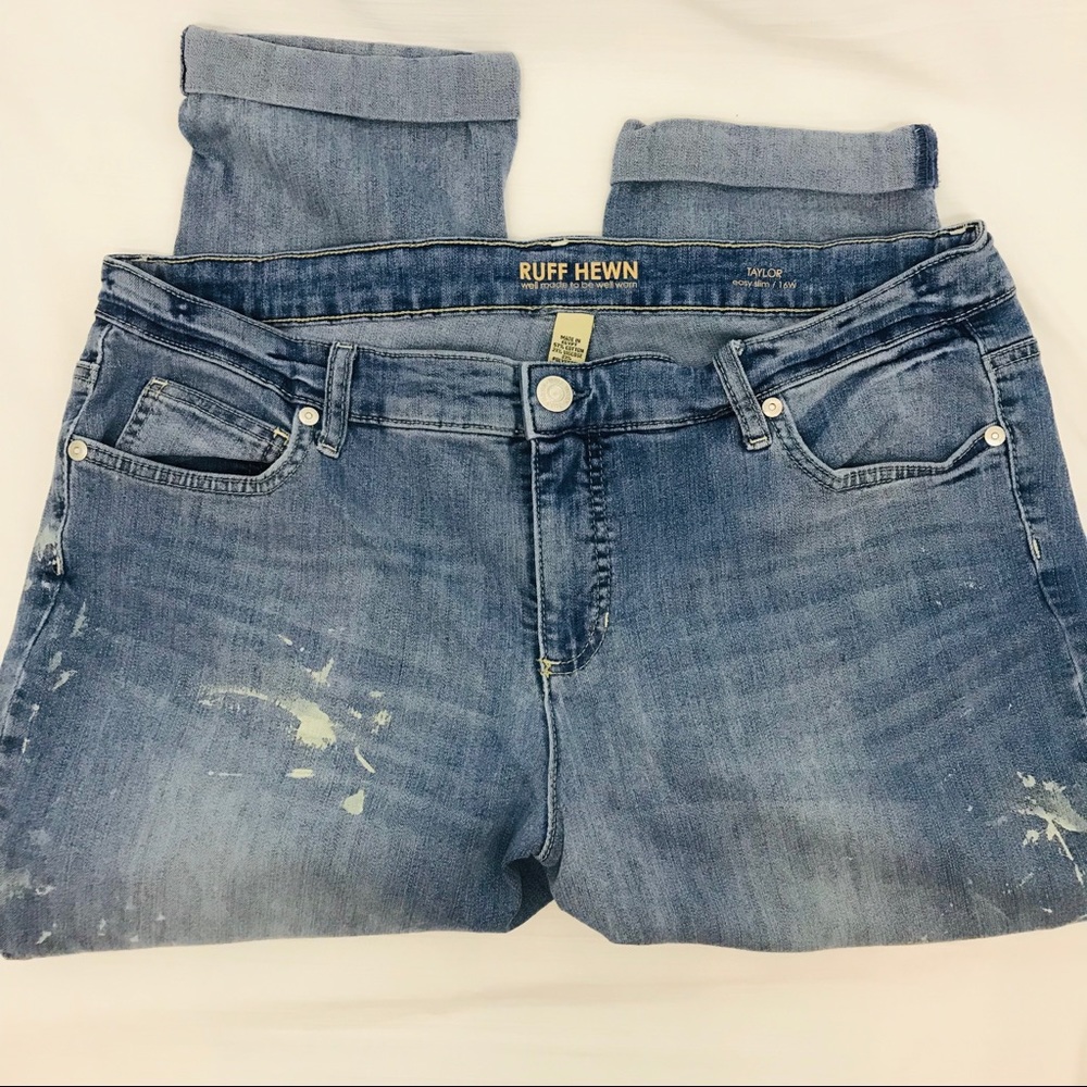 Ruff Hewn Plus Size Distressed Ankle Jeans